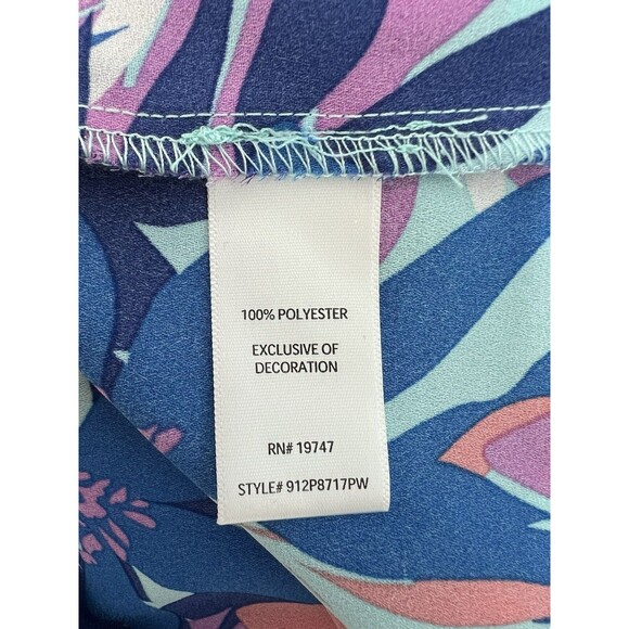 The Pioneer Woman Women's Blue Floral V-Neck Boho Blouse Tunic Top Plus Size XXL - Picture 9 of 10